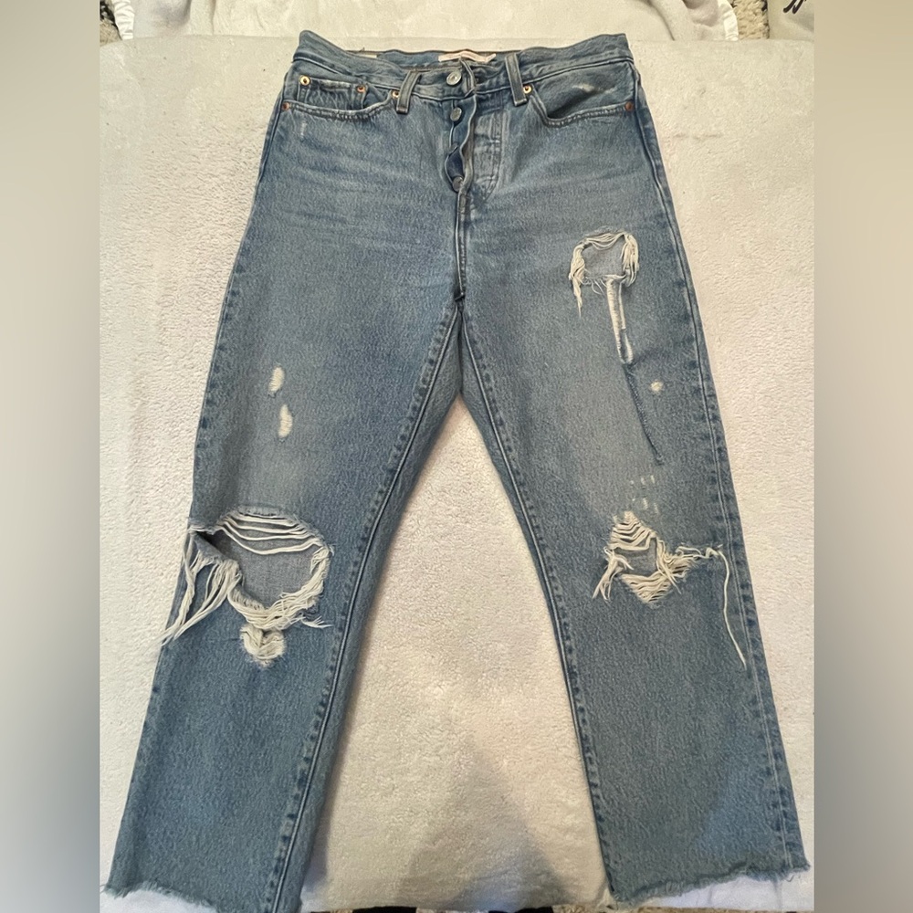 Levi's Relaxed Fit wedgie straight Distressed Light Blue Jeans